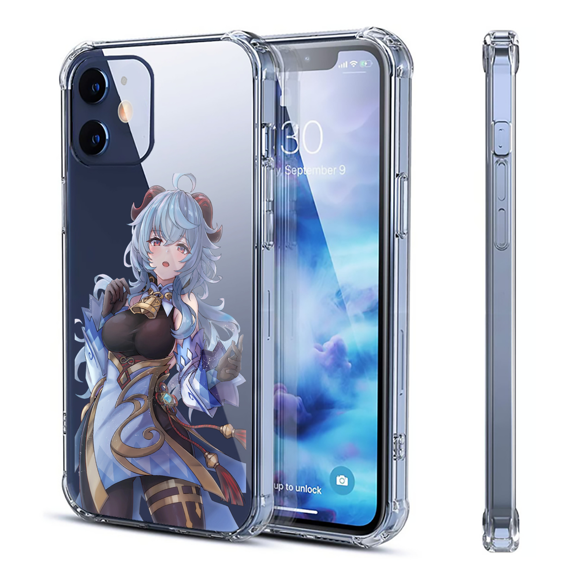 げんし神 甘雨 かんう genshin Ganyu 【iPhone 12シリーズ対応】透明スマホケース（クリアソフトケース）